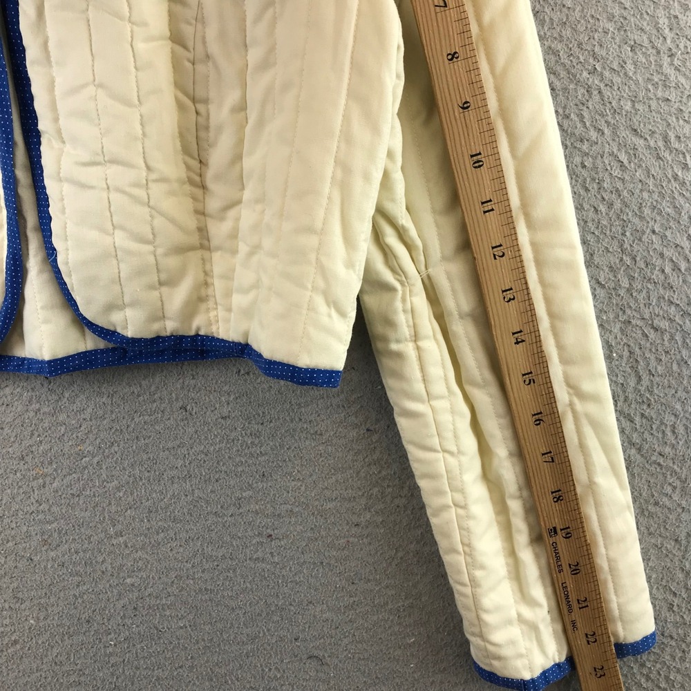 Vintage Quilted Cropped Jacket Cream Blue Floral Lace Victorian Style Women's S - Picture 4 of 6